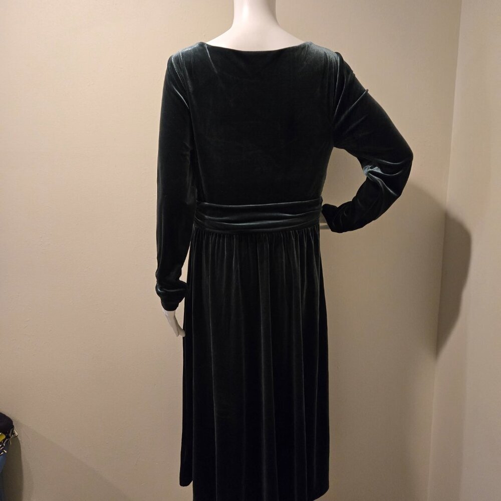 NWT Boden Abigail Velvet Long Sleeved Dress Dark Green 10 - Picture 6 of 6